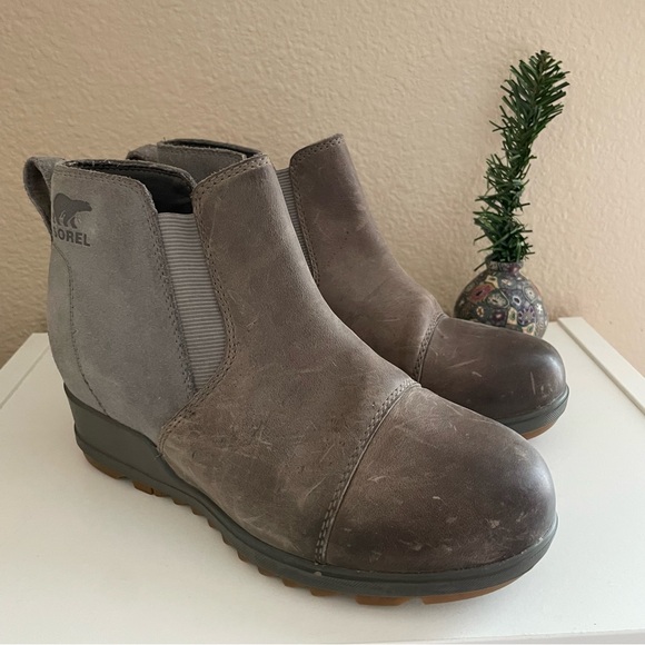 Sorel Evie Bootie Pull On Ankle Wedge Boots Women 6 - Picture 1 of 5